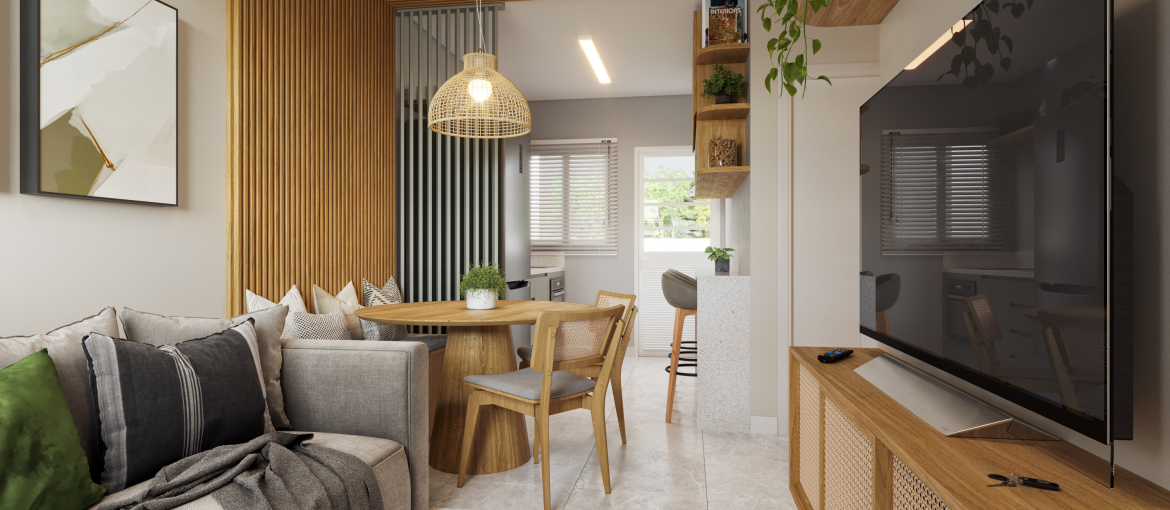 Living integrado, planta padrão