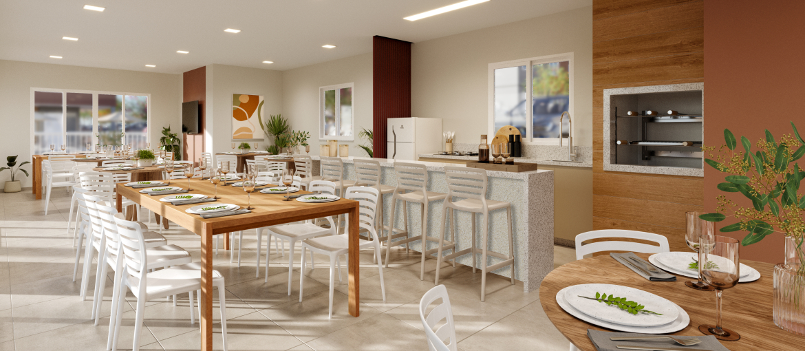 Salão Gourmet mobiliado